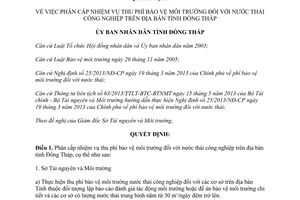 Quyết định 143/QĐ-UBND.HC 2014 phân cấp thu phí bảo vệ môi trường nước thải công nghiệp Đồng Tháp