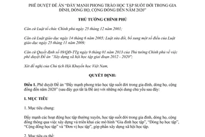 Quyết định 281/QĐ-TTg năm 2014 Đề án đẩy mạnh phong trào học tập suốt đời trong gia đình