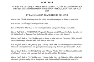 Quyết định 768/QĐ-UBND Quy hoạch thủy lợi phục vụ sản xuất nông nghiệp Hồ Chí Minh 2020