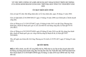 Quyết định 05/2014/QĐ-UBND Quy hoạch hệ thống cửa hàng kinh doanh xăng dầu Tây Ninh