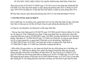 Chỉ thị 03/2014/CT-UBND quốc phòng địa phương 2014 quận 9 Hồ Chí Minh