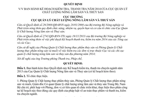 Quyết định 85/QĐ-QLCL Kế hoạch kiểm tra thanh tra chuyên ngành năm 2013
