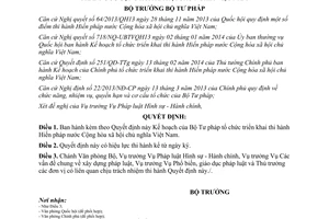 Quyết định số 416/QĐ-BTP năm 2014 Kế hoạch triển khai thi hành Hiến pháp