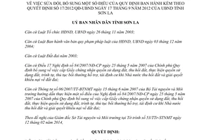 Quyết định 02/2014/QĐ-UBND sửa đổi Quyết định 17/2012/QĐ-UBND tỉnh Sơn La