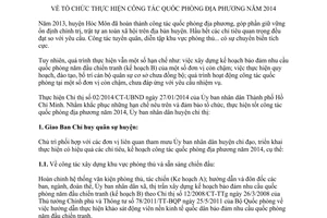 Chỉ thị 01/2014/CT-UBND thực hiện công tác quốc phòng địa phương năm Hóc Môn Hồ Chí Minh 2014