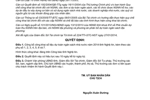 Quyết định 18/2014/QĐ-UBND công khai dự toán ngân sách năm 2014 tỉnh Nghệ An