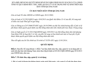 Quyết định 03/2014/QĐ-UBND sửa đổi Quyết định 05/2013/QĐ-UBND phí vệ sinh Quảng Nam