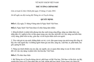 Quyết định 284/QĐ-TTg năm 2014 Ngày Sách Việt Nam