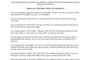 Quyết định 308/QĐ-TCHQ năm 2013 kế hoạch kiểm tra phòng chống tham nhũng Hải quan năm 2014