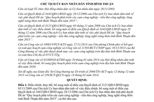 Quyết định 634/QĐ-UBND năm 2014 điều chỉnh Quy hoạch phát triển cụm công nghiệp Bình Thuận