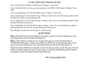 Quyết định 09/2014/QĐ-UBND quản lý tài nguyên khoáng sản hoạt động khoáng sản tỉnh Quảng Trị