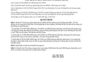 Quyết định 172/QĐ-UBND bãi bỏ văn bản quy phạm pháp luật Bắc Giang kỳ hệ thống hóa 2009 - 2013