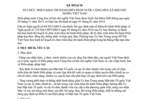 Kế hoạch 450/KH-MTTW-BTT 2014 thi hành Hiến pháp Ủy ban Trung ương Mặt trận Tổ quốc Việt Nam