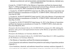 Circular No. 08/VBHN-BNNPTNT 2014 list of banned restricted drugs chemicals antibiotics