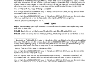 Văn bản hợp nhất 09/VBHN-BNNPTNT hợp nhất quy định đánh dấu gia súc vận chuyển