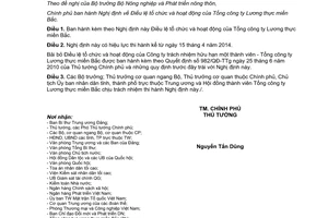 Nghị định 12/2014/NĐ-CP Điều lệ tổ chức hoạt động Tổng công ty Lương thực miền Bắc