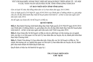 Quyết định 237/QĐ-UBND 2014 thực hiện 01/NQ-CP phát triển kinh tế xã hội dự toán ngân sách Vĩnh Long