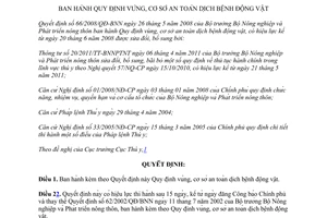 Văn bản hợp nhất 13/VBHN-BNNPTNT vùng cơ sở an toàn dịch bệnh động vật Bộ Nông nghiệp Phát triển nông