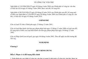 Văn bản hợp nhất 01/VBHN-BNV hợp nhất Nghị định về công tác văn thư Bộ Nội vụ