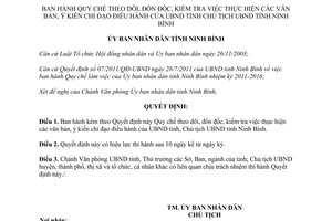 Quyết định 05/2014/QĐ-UBND Quy chế theo dõi thực hiện văn bản ý kiến chỉ đạo Ninh Bình