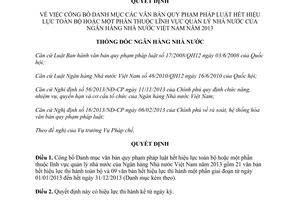 Quyết định 300/QĐ-NHNN 2014 Danh mục văn bản hết hiệu lực thuộc quản lý nhà nước Ngân hàng Nhà nước