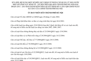 Quyết định 12/2014/QĐ-UBND sửa đổi Quy định phân cấp quản lý nhà nước Hà Nội giai đoạn 2011 - 2015