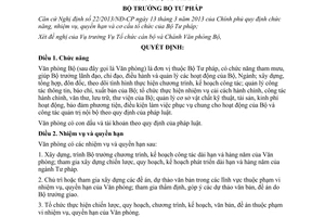 Quyết định 459/QĐ-BTP năm 2014 chức năng nhiệm vụ quyền hạn tổ chức Văn phòng Bộ Tư pháp