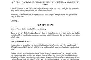 Thông tư 08/2014/TT-BYT hỗ trợ nghiên cứu thử nghiệm lâm sàng Việt Nam