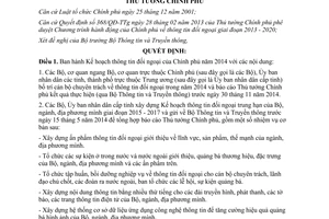 Quyết định 296/QĐ-TTg năm 2014 Kế hoạch thông tin đối ngoại