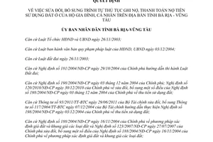 Quyết định 09/2014/QĐ-UBND sửa đổi trình tự ghi nợ thanh toán nợ tiền sử dụng đất ở Bà Rịa Vũng Tàu