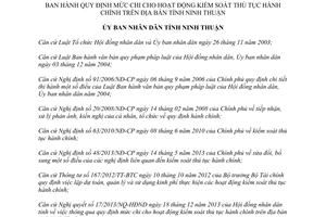 Quyết định 22/2014/QĐ-UBND mức chi hoạt động kiểm soát thủ tục hành chính Ninh Thuận