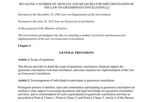 Decree No. 15/2014/ND-CP detailing implementation of the Law on grassroots conciliation