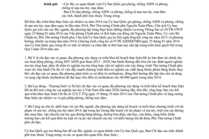 Công văn 08/UBQG nhiệm vụ giải pháp năm 2014 Ủy ban Quốc gia phòng chống AIDS ma túy