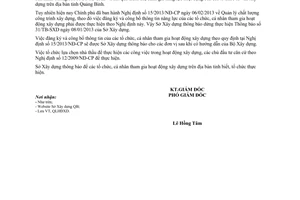 Công văn 179/SXD-QLHĐXD 2014 dừng thực hiện 31/TB-SXD đánh giá năng lực tổ chức tư vấn xây dựng Quảng Bình