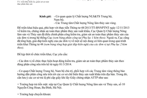 Công văn 257/QLCL-CL1 2014 triển khai kiểm tra giám sát an toàn thực phẩm thủy sản