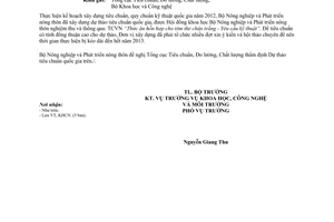 Công văn 994/BNN-KHCN năm 2014 đề nghị thẩm định dự thảo tiêu chuẩn quốc gia