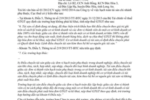 Công văn 43/CT-TTHT 2014 chính sách thuế hạch toán tài sản chi nhánh phụ thuộc Long An