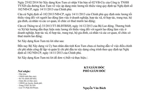 Công văn 98/SXD-XD 2014 áp dụng mức lương tối thiểu vùng 182/2013/NĐ-CP Kon Tum