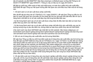 Công văn 266/QLCL-CL1 năm 2014 phối hợp kiểm soát thủy sản xuất khẩu