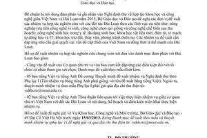 Công văn 814/BGDĐT-KHCNMT 2014 nhiệm vụ hợp tác quốc tế theo Nghị định thư Đài Loan 2015