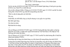 Công văn 1192/CT-TTHT 2014 thuế giá trị gia tăng Ngân Hàng Oversea Chinese Banking Corporation Hồ Chí Minh