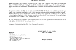 Công văn 1271/VPCP-KTTH sửa đổi Nghị định 109/2010/NĐ-CP sản xuất chế biến lúa gạo