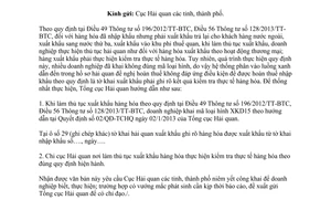 Công văn 1957/TCHQ-GSQL sử dụng mã loại hình khi xuất trả hàng hóa cho khách hàng nước ngoài