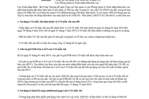 Công văn 105/XNK-XXHH năm 2014 giải quyết vướng mắc thực hiện C/O mẫu AK sửa đổi