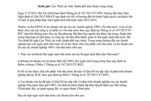 Công văn 2544/BTC-TCT năm 2014 nộp ngân sách cổ tức được chia lợi nhuận còn lại theo 187/2013/TT-BTC