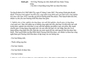 Công văn 888/BCT-VPHD năm 2014 thông báo kế hoạch 2015 Chương trình Hóa dược
