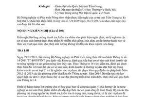 Công văn 408/BNN-QLCL 2014 trả lời kiến nghị cử tri Tiền Giang Bộ Nông nghiệp Phát triển Nông thôn
