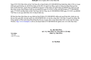 Công văn 578/BNN-TCCB năm 2014 hồ sơ quy trình giải quyết hưởng chế độ Bảo hiểm xã hội