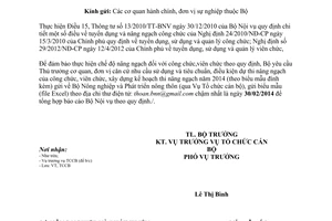 Công văn 566/BNN-TCCB năm 2014 xây dựng kế hoạch thi nâng ngạch