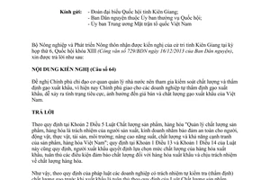 Công văn 407/BNN-QLCL năm 2014 trả lời kiến nghị cử tri Kiên Giang